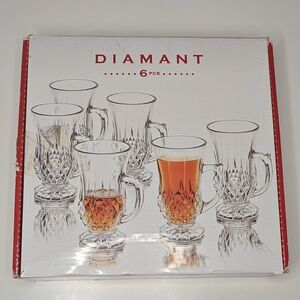 Crystal Glass Mug Set - 6 Pieces